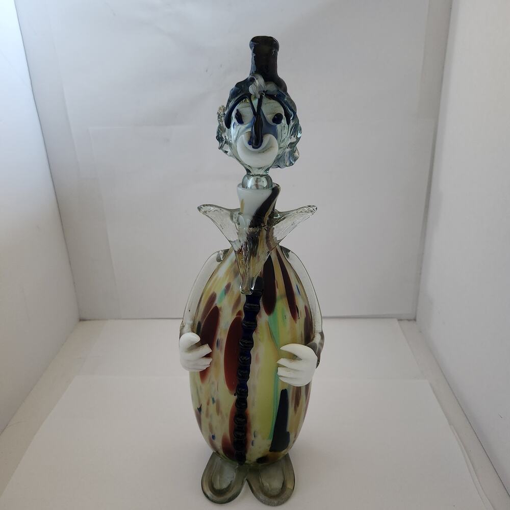 Gorgeous MCM Vintage MURANO ART GLASS CLOWN Decanter multicolor